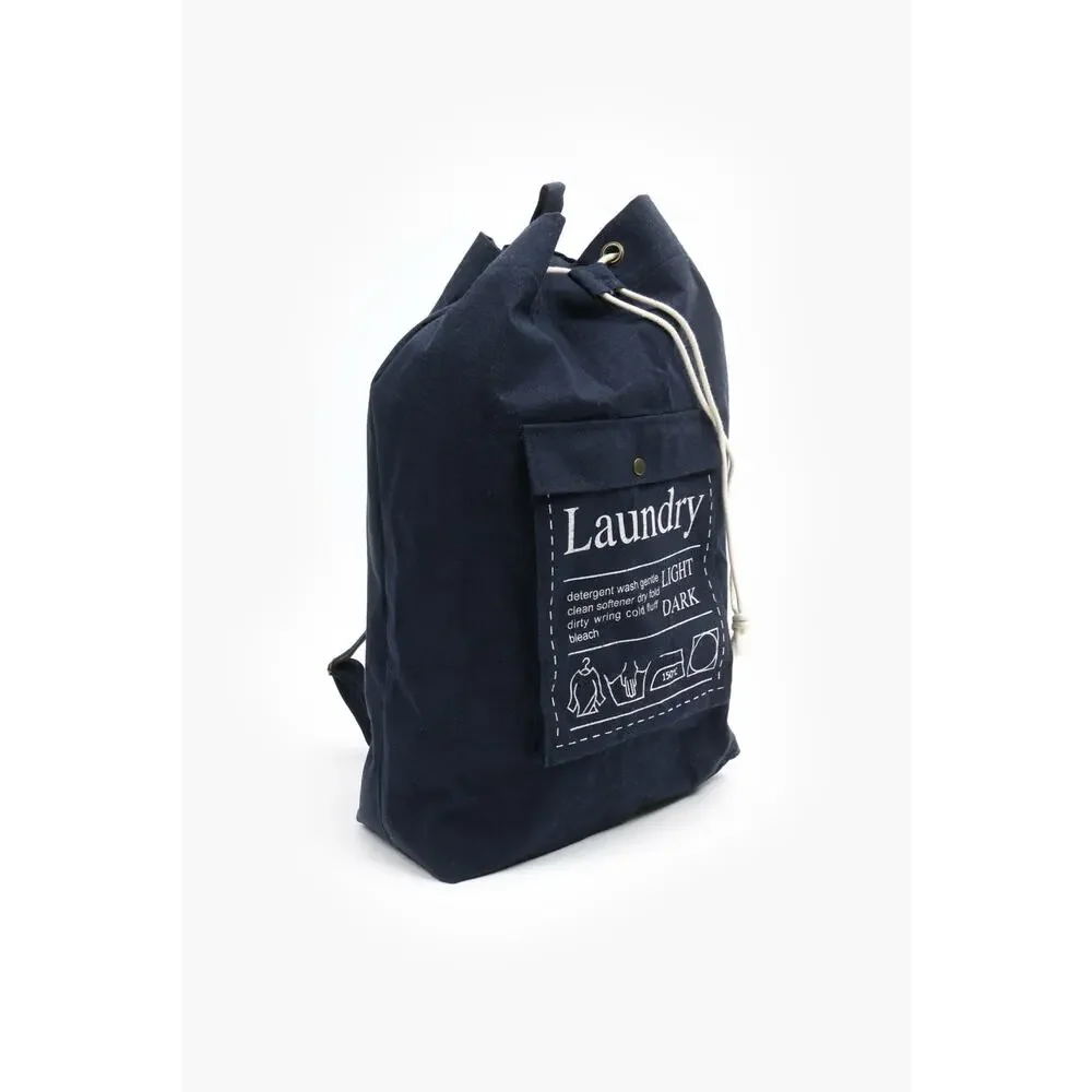 XL Laundry Bag Black Cotton Canvas drawstring portable travel friendly backpack